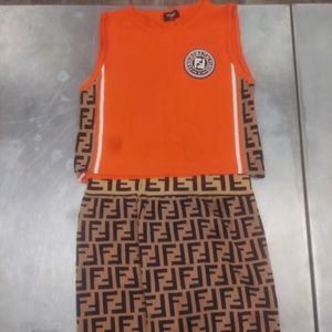 Fendi shorts set , size small, orange with brown